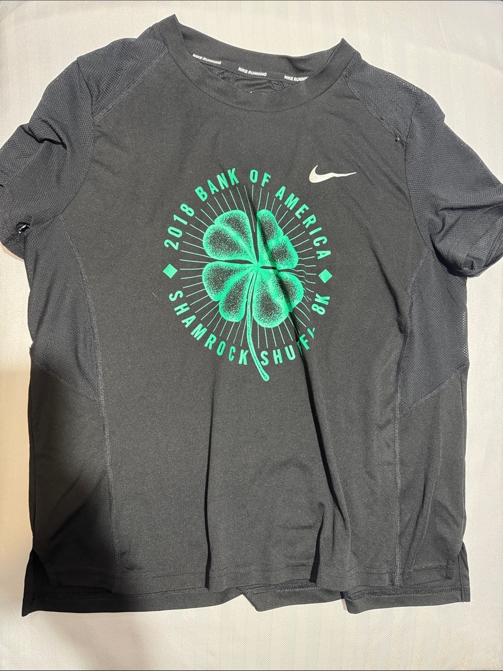 Nike Black Dri-Fit Running Tee with Green Accent